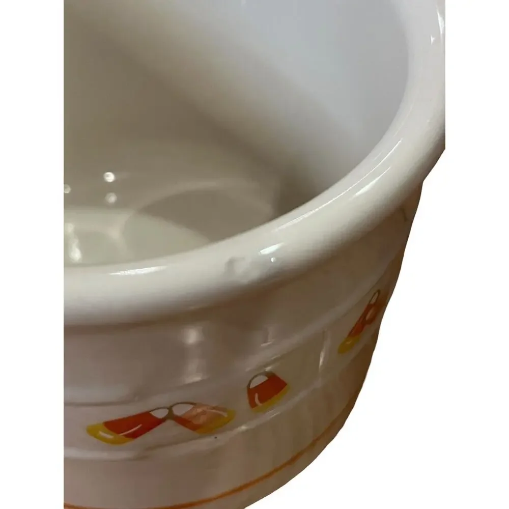 Longaberger Candy Corn 1 Pint Crock Fall Halloween USA Pottery READ